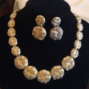 Gold tone choker and Earring set